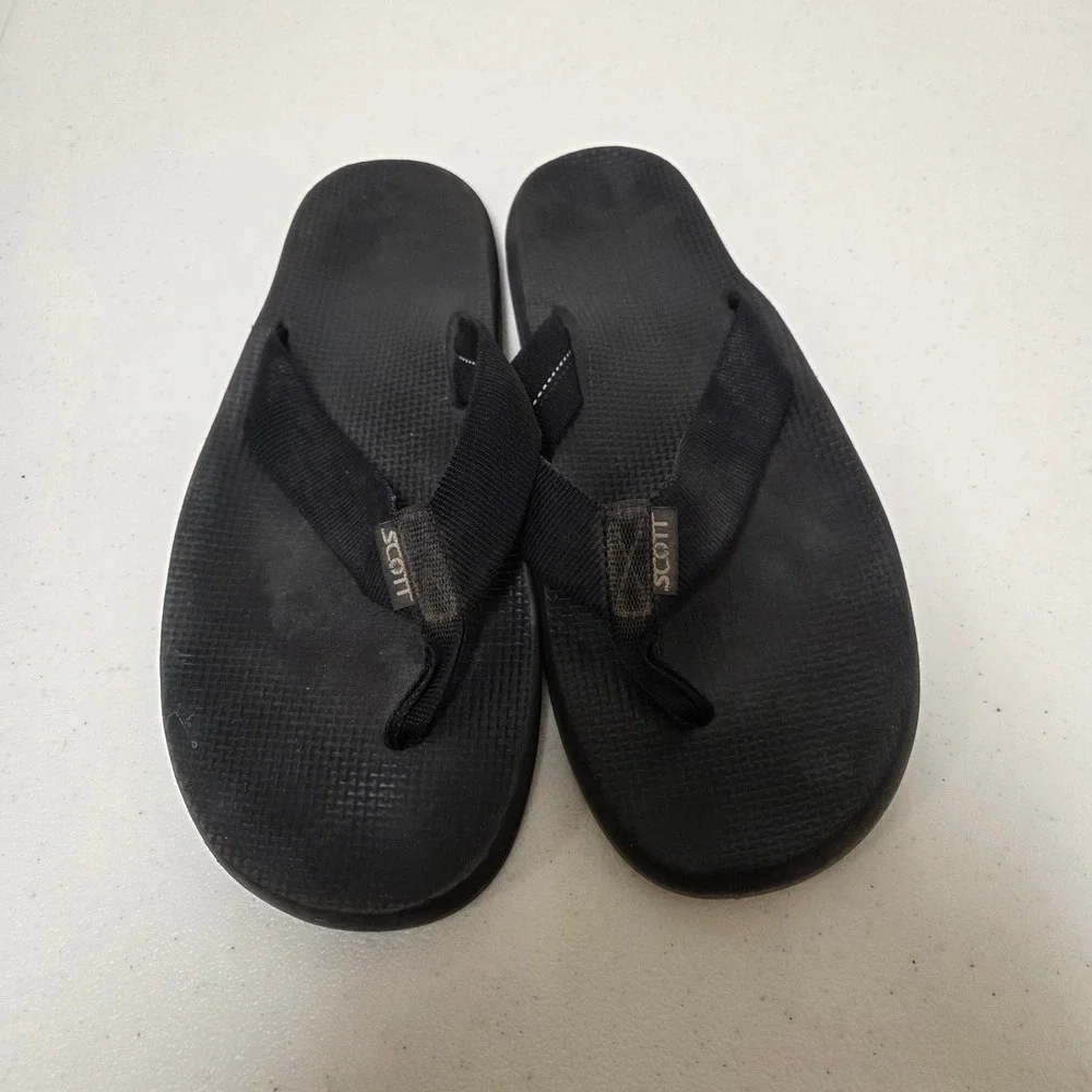 Scott Hawaii Makaha Mens Flip Flops Black Size 11 Thong Sandals Beach Shoes